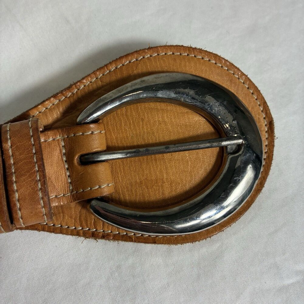 VTG Joan & David Belt Small Brown Leather Sculptural Waist Statement Boho 90s - Picture 10 of 11